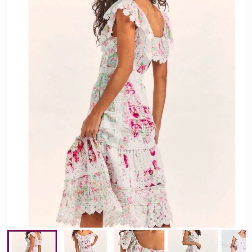 Floral White and Pink Women's Dress
